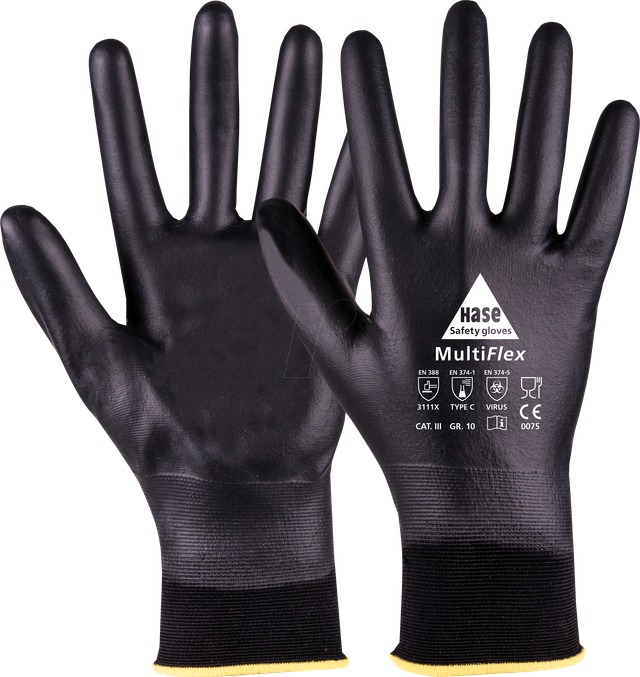 Hase Multiflex Chemikalienschutzhandschuh Typ C aus Nylon/PU Größe 10