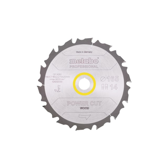 Metabo Sägeblatt "power cut wood - professional", 165x2,0/1,2x20 Z14 FZ/FA 10°
