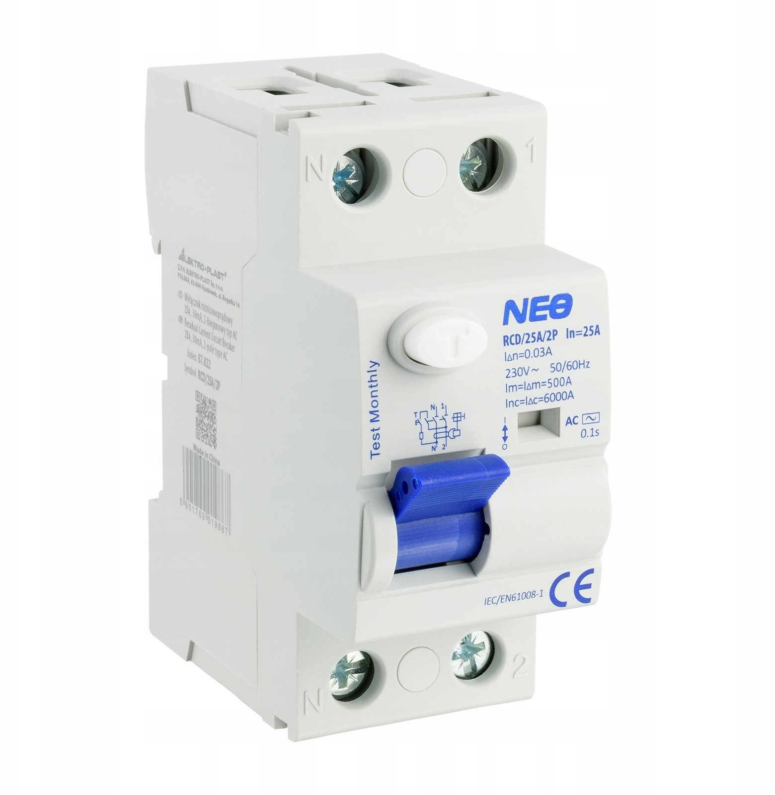 Fehlerstromschutzschalter Elektro-plast Rcd 25a 2 Polig 400 V