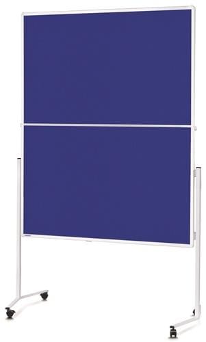 Magnetoplan Moderationstafel mit weißem Rahmen, klappbar, Filz blau, 1200 x 1500 mm