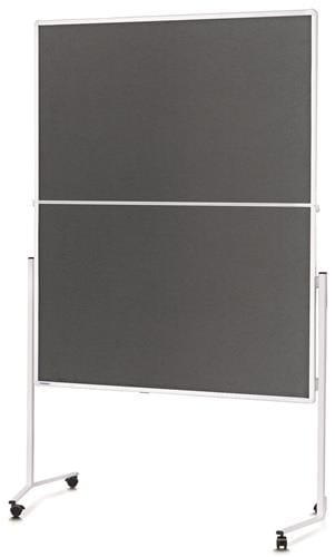 Magnetoplan Moderationstafel mit weißem Rahmen, klappbar, Filz grau, 1200 x 1500 mm