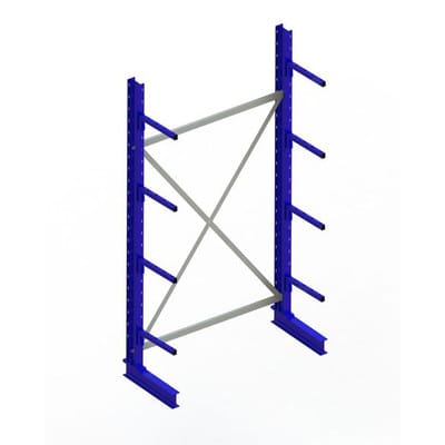 Meta Kragarmregal Grundregal IPE120 einseitig 2500 x 1300 x 400 mm Enzianblau + 4 Kragarmen je Ständer