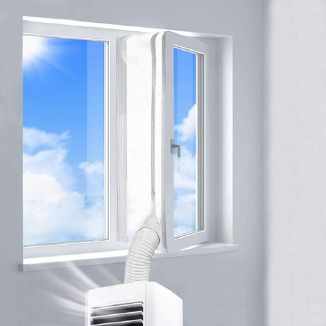 Fensterdichtungsset Für Klimaanlagen Mit Kordelzug, 400 Cm Lange Fensterdichtung Für Mobile Klimaanlagen, Wasserdichtes Und Mückensicheres Fensterdichtungsset Mit Klebeverschluss