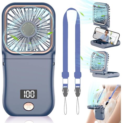 Kouric Tragbarer Ventilator, Handventilator Im Taschenformat, Mini-akku-ventilator Mit Led-anzeige, Kleiner Faltbarer Handventilator Für Büro, Tisch, Reisen Und Outdoor-aktivitäten