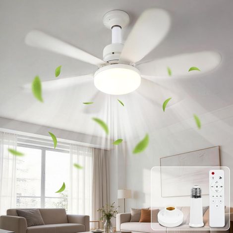Deckenventilator Mit Licht, 40-w-ventilator Mit Fernbedienung Und Licht, Leise, 3 Geschwindigkeitsstufen Und 6 Flügel, E27-fassung, Deckenventilator Mit Licht Für Wohn- Und Schlafzimmer (52 Cm)