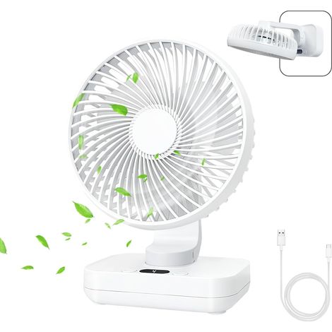 Automatischer Usb-tischventilator Für Laptops – Mini-gerät Mit 4000-mah-akku, Leise, 4 Geschwindigkeitsstufen, Wiederaufladbar, Ideal Fürs Büro Im Weißen Haus