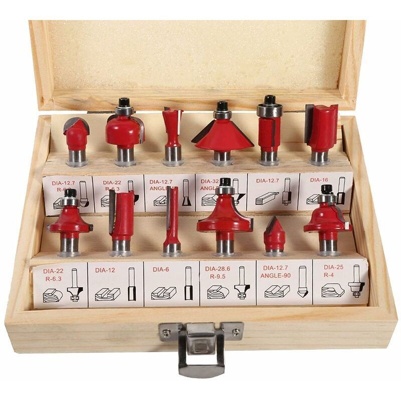 Mèches De Toupie 12pcs Coffret De Fraises Pour Défonceuse, Fraises Defonceuse 8mm Fraises À Rainurer Pour Outils De Menuiserie Outil De Travail Du