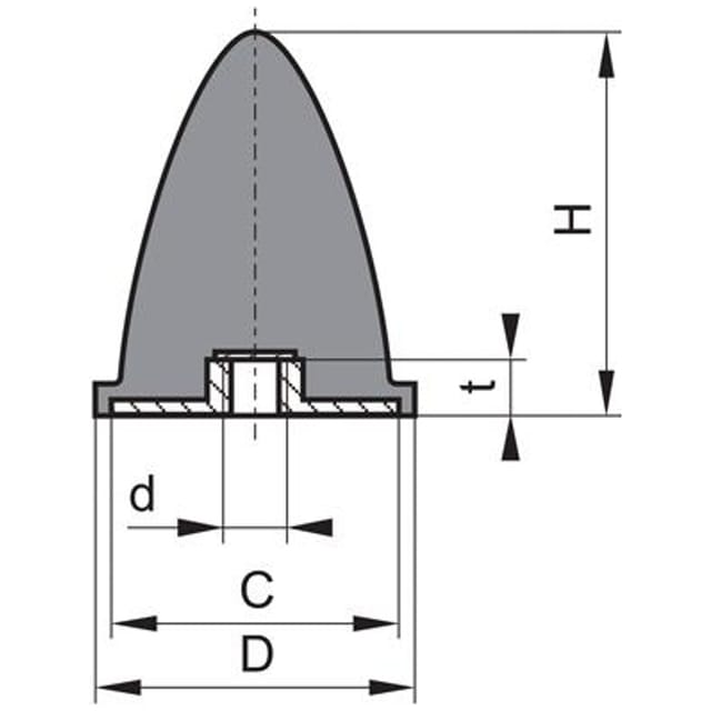 Gummi-Metall-Puffer parabelförmig Typ e D95xH83 M16 NR60