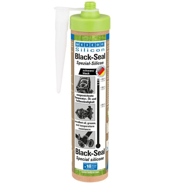 WEICON Black-Seal Spezialsilikon, dauerelastischer Dichtstoff für öl- oder fettbeständige Bereiche, 280 ml (Green Tube), schwarz