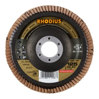 RHODIUS TOPline LGK FK Fächerschleifscheibe 125 x 22,23 mm K80