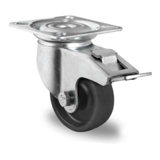 CASCOO Lenkrolle mit Totalfeststeller ø 75 mm Serie P4P4 Gleitlager