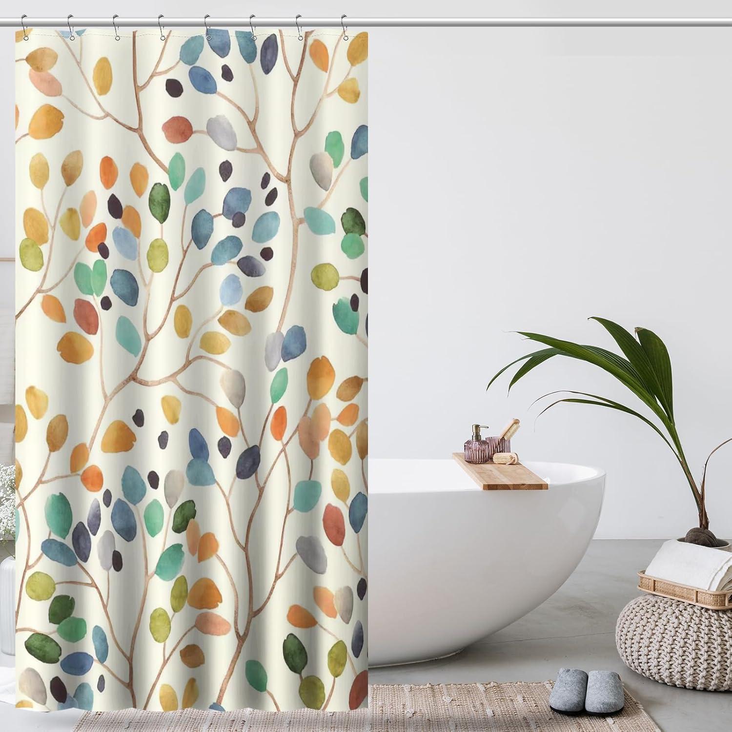Amaredom Duschvorhang Blumenmuster Badezimmer 120x200 Vorhangset