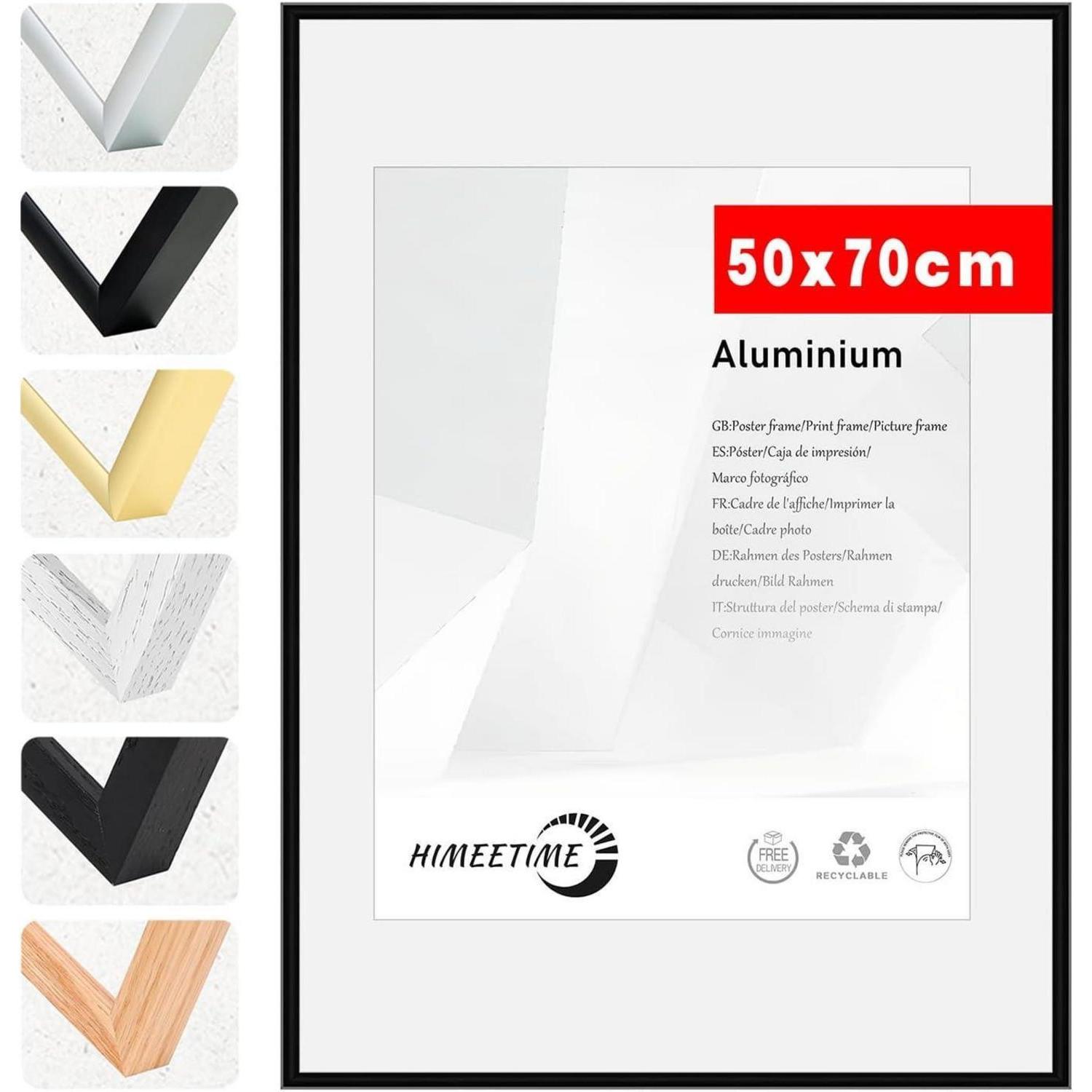 Bilderrahmen 50x70 Schwarz Metall Fotorahmen Alu Schwarz 50x70cm 1x