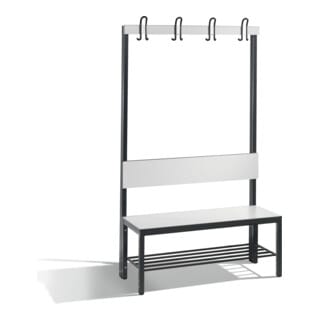 C+P Garderobenbank mit Rückenlehne, Basic Plus, H1650xB1000xT407mm, Gestell Schwarzgrau / Dekor Weiß (8060-110)