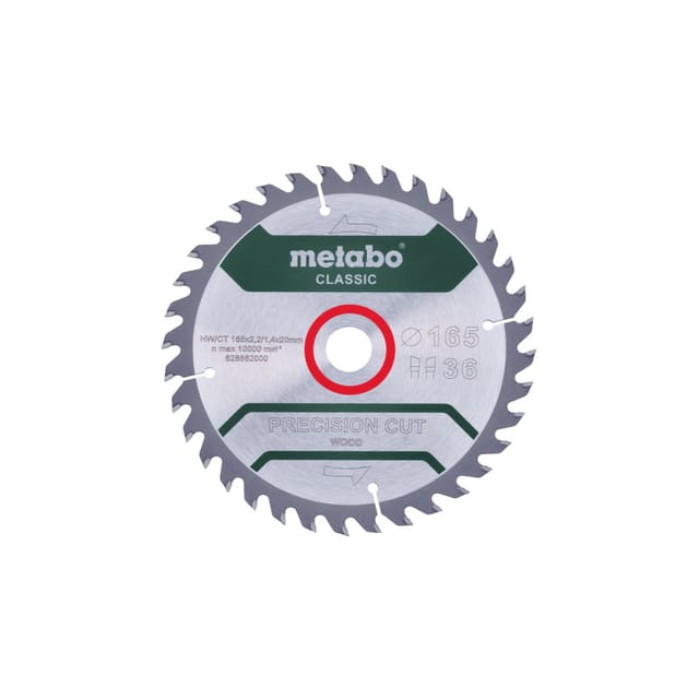 Metabo Sägeblatt "precision cut wood - classic", 165x2,2/1,4x20 Z36 WZ 15° /B