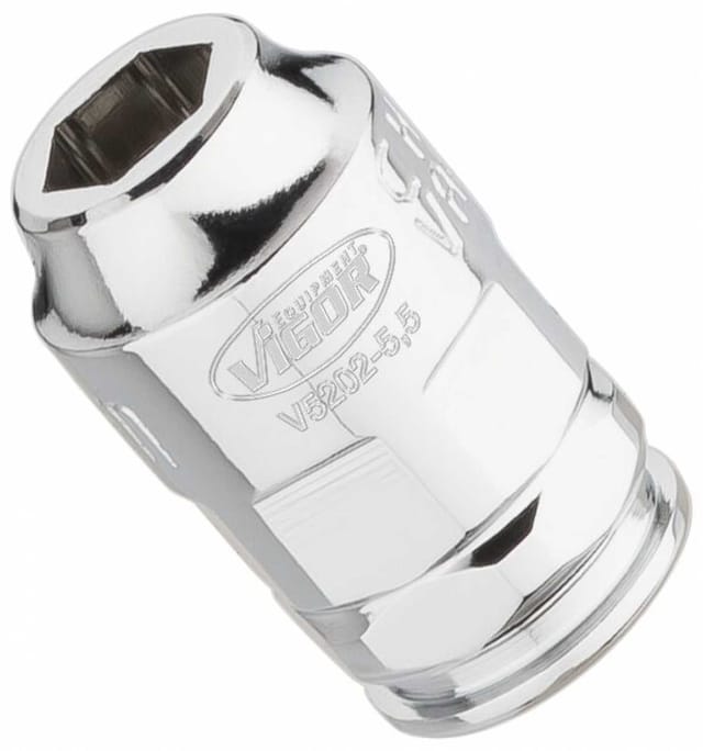 VIGOR Steckschlüssel-Einsatz superflach V5202-5.5 Vierkant hohl 6,3 mm (1/4 Zoll) Außen-Sechskant Profil 5.5