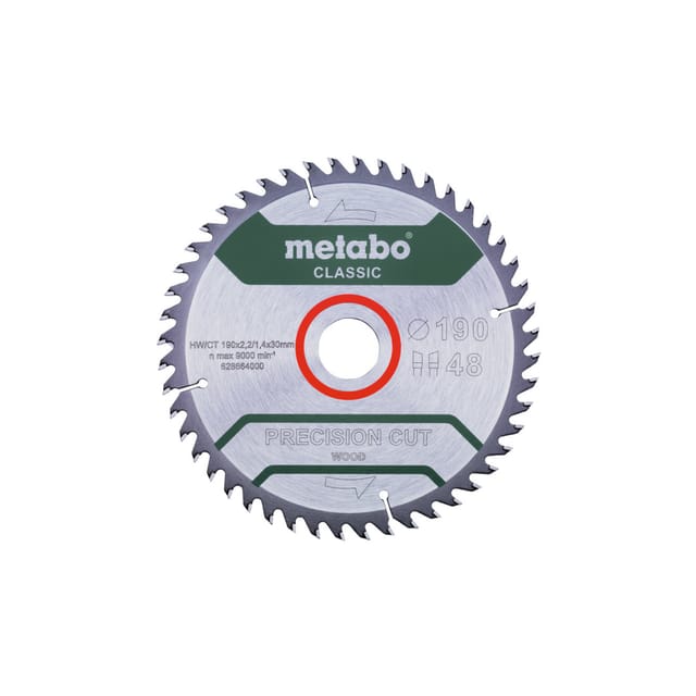 Metabo Sägeblatt "precision cut wood - classic", 190x2,2/1,4x30 Z48 WZ 15° /B