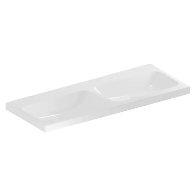 Geberit Doppelwaschtisch iCon 120x48cm, o. Hahnl., o. ÜL, we. KeraTect