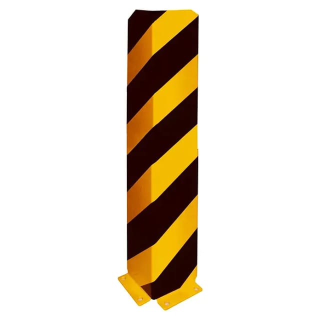 Schake Anfahrschutzwinkel, standard Stahlblech 5mm, gelb, beschichtet, + schwarzen Streifen (Folie beigelegt), Schenkellänge 160mm, Höhe 800mm