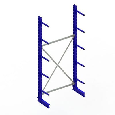 Meta Kragarmregal Grundregal IPE120 einseitig 3000 x 1300 x 400 mm Enzianblau + 5 Kragarmen je Ständer