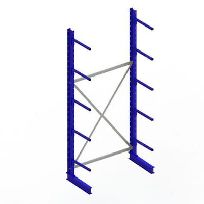 Meta Kragarmregal Grundregal IPE120 einseitig 3000 x 1300 x 500 mm Enzianblau + 5 Kragarmen je Ständer