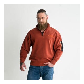STIER Oversized Zip Sweater Functional Pocket organic cotton M Deep Red