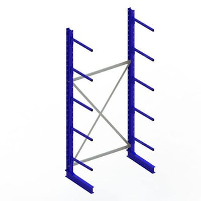Meta Kragarmregal Grundregal IPE120 einseitig 3000 x 1300 x 600 mm Enzianblau + 5 Kragarmen je Ständer