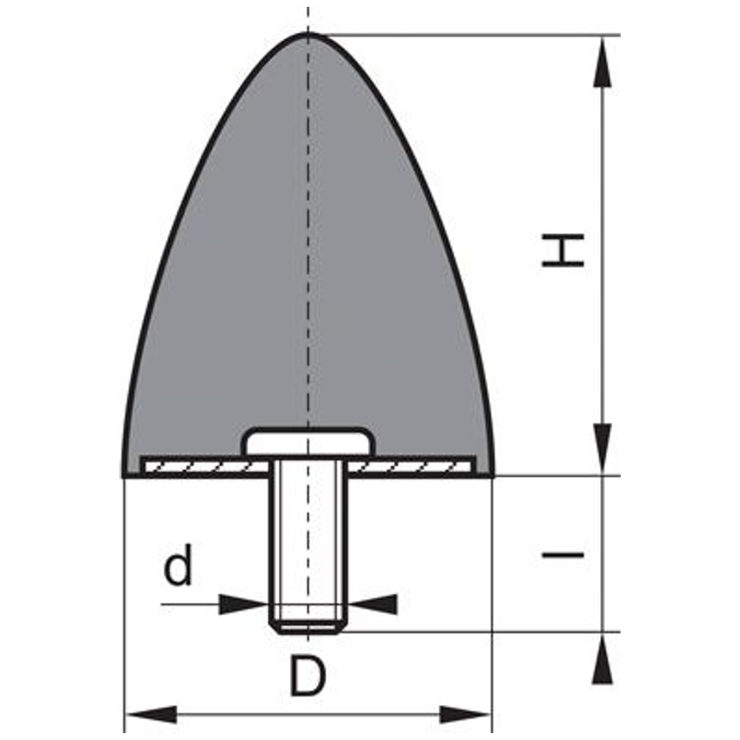 Kran Gummi Puffer 1 Gewindebolzen D100 H80 M12x37 NR70