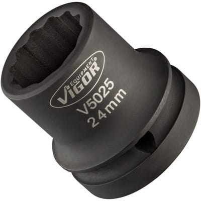 VIGOR Innenvierkant Antrieb 20 = 3/4 Zoll Kraft-Steckschlüssel-Einsatz V5025 Vierkant hohl 20 mm (3/4 Zoll) Außen-Doppel-Sechskant Profil 24 Gesamtlänge: 44 mm