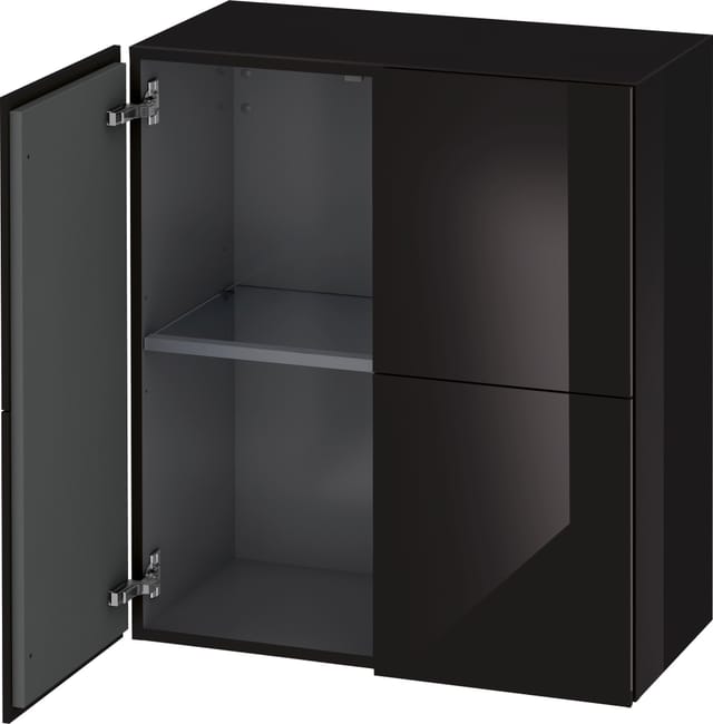 Duravit Halbhochschrank L-Cube 70x36,3x80cm, 2 Türen, schwarz Hochglanz