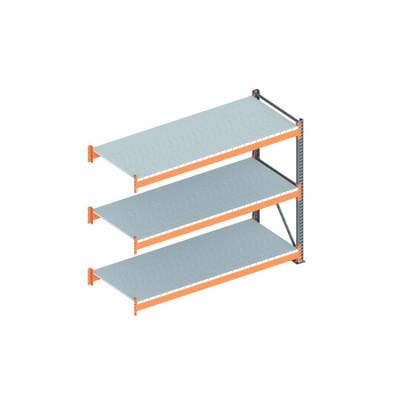 Meta Großfachregal Anbauregal 2200 x 2700 x 1100 mm verzinkt / rotorange multipal S + Stahlpaneelen