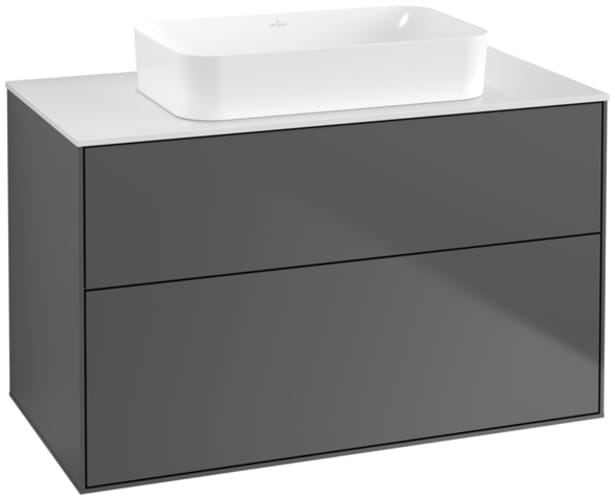 V&B Waschtischunterschrank Finion 100x60,3x50,1mm, Gl. wh. m, Anthrac. m
