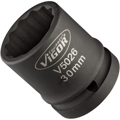 VIGOR Innenvierkant Antrieb 20 = 3/4 Zoll Kraft-Steckschlüssel-Einsatz V5026 Vierkant hohl 20 mm (3/4 Zoll) Außen-Doppel-Sechskant Profil 30 Gesamtlänge: 50 mm