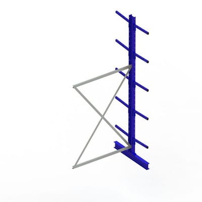 Meta Kragarmregal Anbau IPE120 doppelseitig 3000 x 1300 x 800 mm Enzianblau + 10 Armen je Ständer