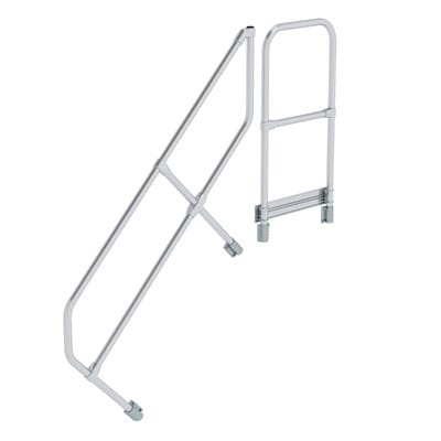 MUNK zweiter Handlauf Aluminium-Treppe mit Plattform 45° 5 Stufen