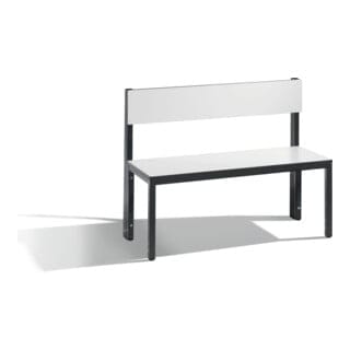 C+P Sitzbank mit Rückenlehne, Basic Plus, H796xB1000xT407mm, Gestell Schwarzgrau / Dekor Weiß (8060-300)