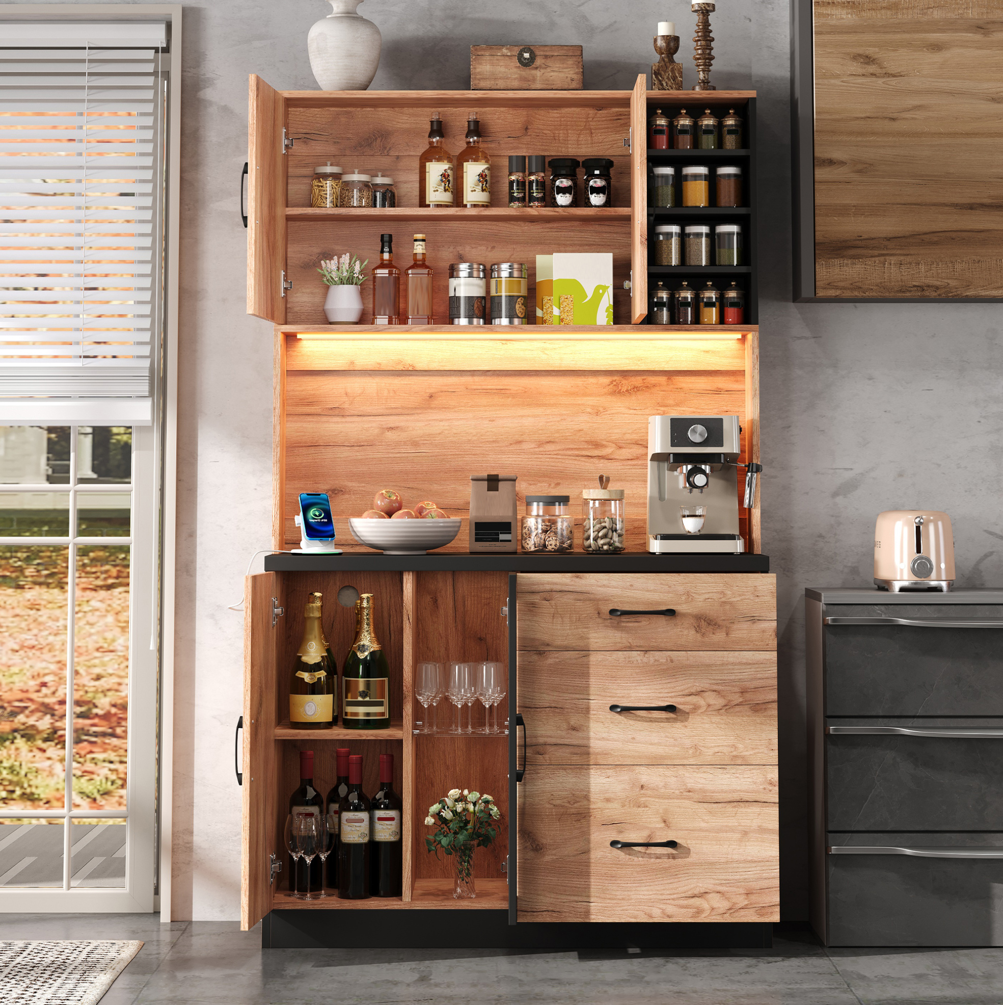 Schrank Küchenhochschrank Aufbewahrung 105x40x180 Mdf Okmyhome
