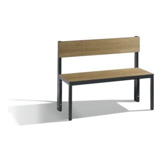 C+P Sitzbank mit Rückenlehne, Basic Plus, H796xB1000xT407mm, Gestell Schwarzgrau / Dekor Eiche Sereno (8060-300)