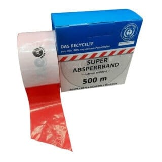 KELMAPLAST Absperrband 100 m-Rolle rot/weiß geblockt aus mind. 80% Regranulat Blauer Engel