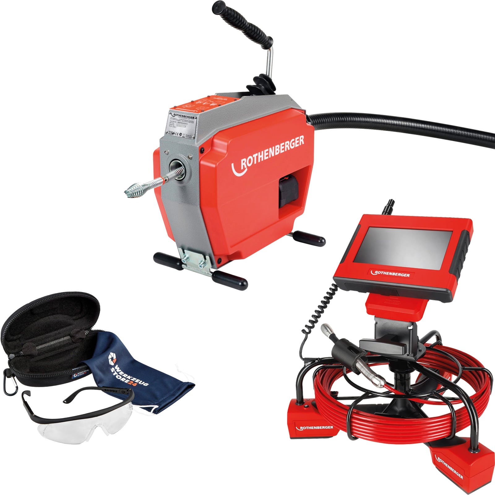 Rothenberger R600 Varioclean + Spiral/werkzeugset + Rocam Mini Hd Und Modul 20/16, Eu + Schutzbrille - 1000003346-1000005076-set