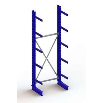 Meta Kragarmregal Grundregal IPE140 einseitig 3000 x 1000 x 500 mm Enzianblau + 5 Kragarmen je Ständer