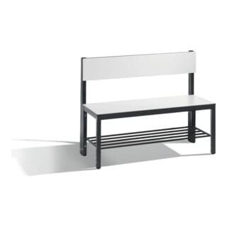 C+P Sitzbank mit Rückenlehne, Basic Plus, H796xB1000xT407mm, Gestell Schwarzgrau / Dekor Weiß (8060-310)