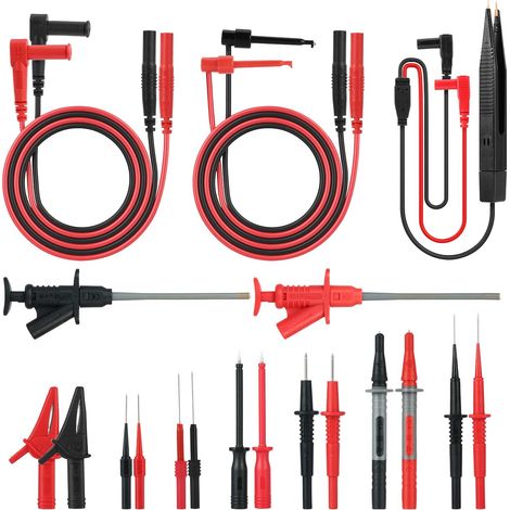 Câble De Mesure 21 En 1 Multimètre - Kit D'Accessoires Avec Extension De Test, Sonde De Test, Pince Crocodile Et Clip De Test Smd