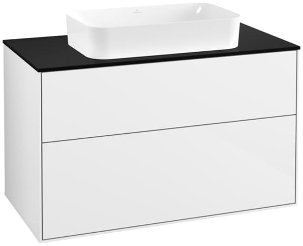 V&B Waschtischunterschrank Finion 100x60,3x50,1mm, Gl. bla m, glo wh. Lac