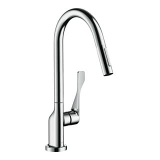 hansgrohe Spültisch-Einhebelmischer 250 Axor Citterio mit Ausziehbrause, polished black chrome