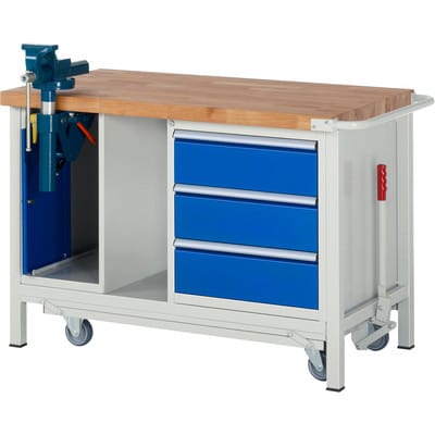 Rau Werkbank mit absenkbarem Fahrgestell Modell 8183 B 1250 x T 700 x H 880mm
