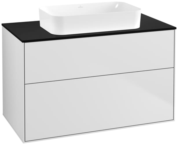 V&B Waschtischunterschrank Finion 100x60,3x50,1mm, Gl. bla m, wh. m Lac
