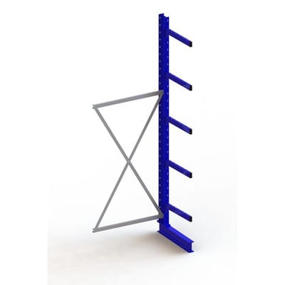 Meta Kragarmregal Anbau IPE140 einseitig 3000 x 1000 x 600 mm Enzianblau + 5 Armen je Ständer