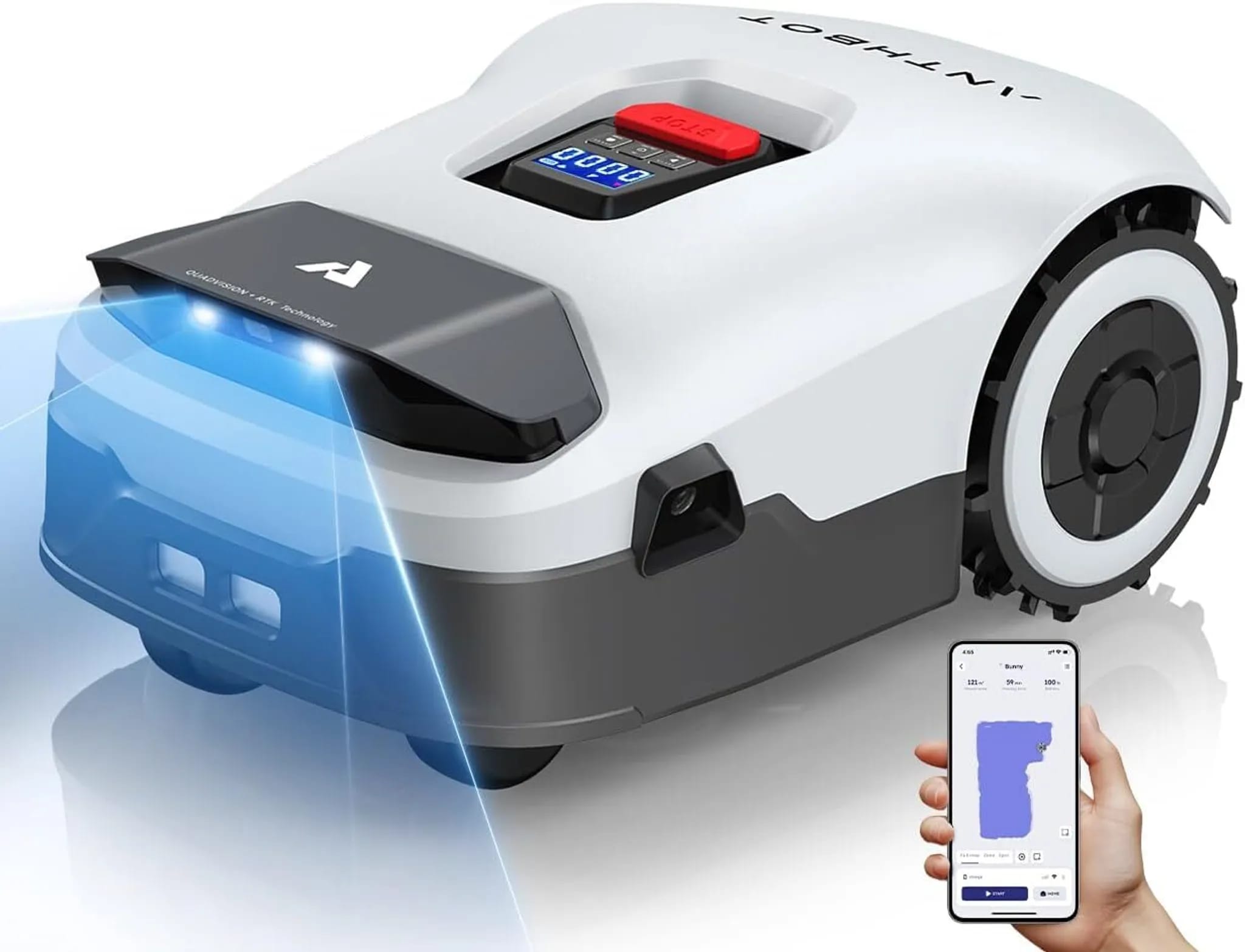 [produit Reconditionné]anthbot Genie 600 Rasenmähroboter 900m² Ohne Begrenzungskabel (drahtlos) Rtk-vision & Ki-steuerung Multi-zonen 45% Steigung