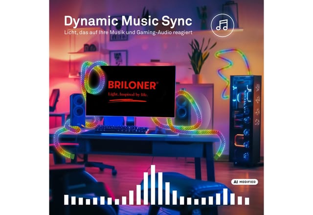 Briloner Led Band Fernbedienung 2m Rund 8w Rgbic Farbwechsel 360 Grad Beleuchtung Weiß - Led Stripe Wohnzimmer Party Gaming